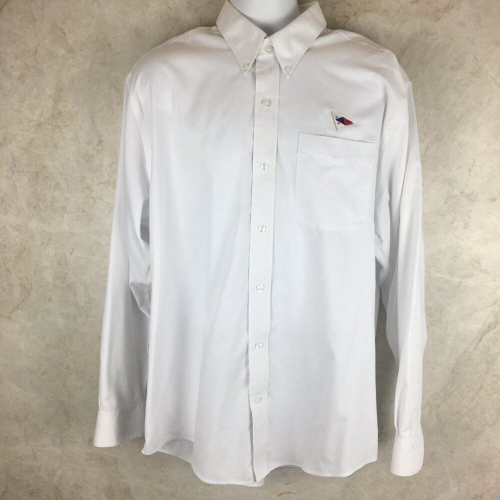 Cutter & Buck Men's White Long-Sleeve Button-Down Shirt (Embroidered) Size XL